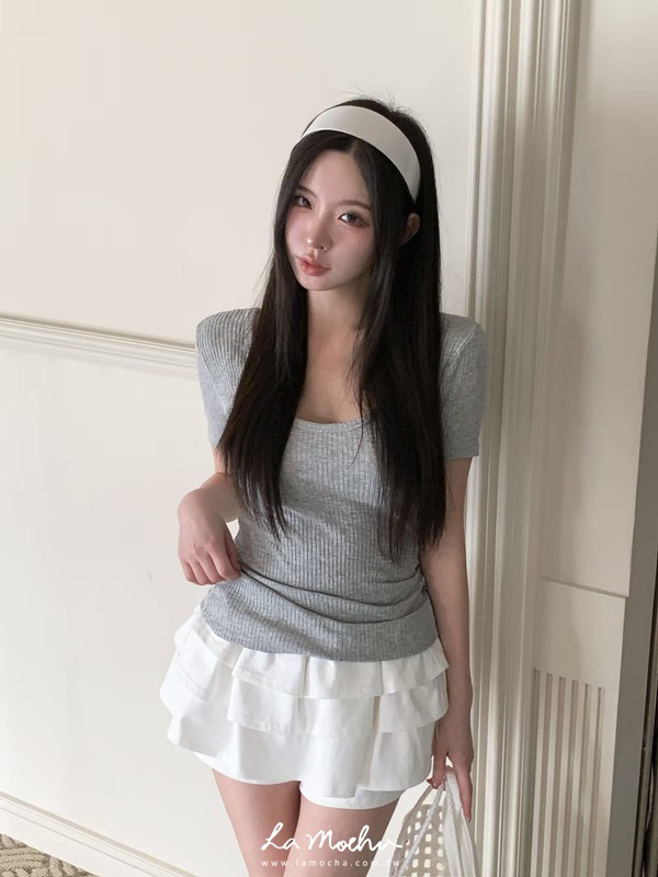 鬆緊棉質蛋糕褲裙